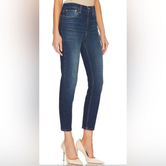 Re/Done NWOT 90’s High Rise Crop Ankle Comfort Stretch Jeans in Royal Fade 26 - Picture 3 of 10